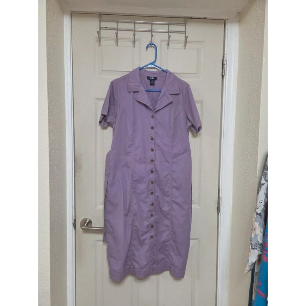 C.B. Casual Lavender Lilac Button Up Cotton Shirt Blouse Size Large L